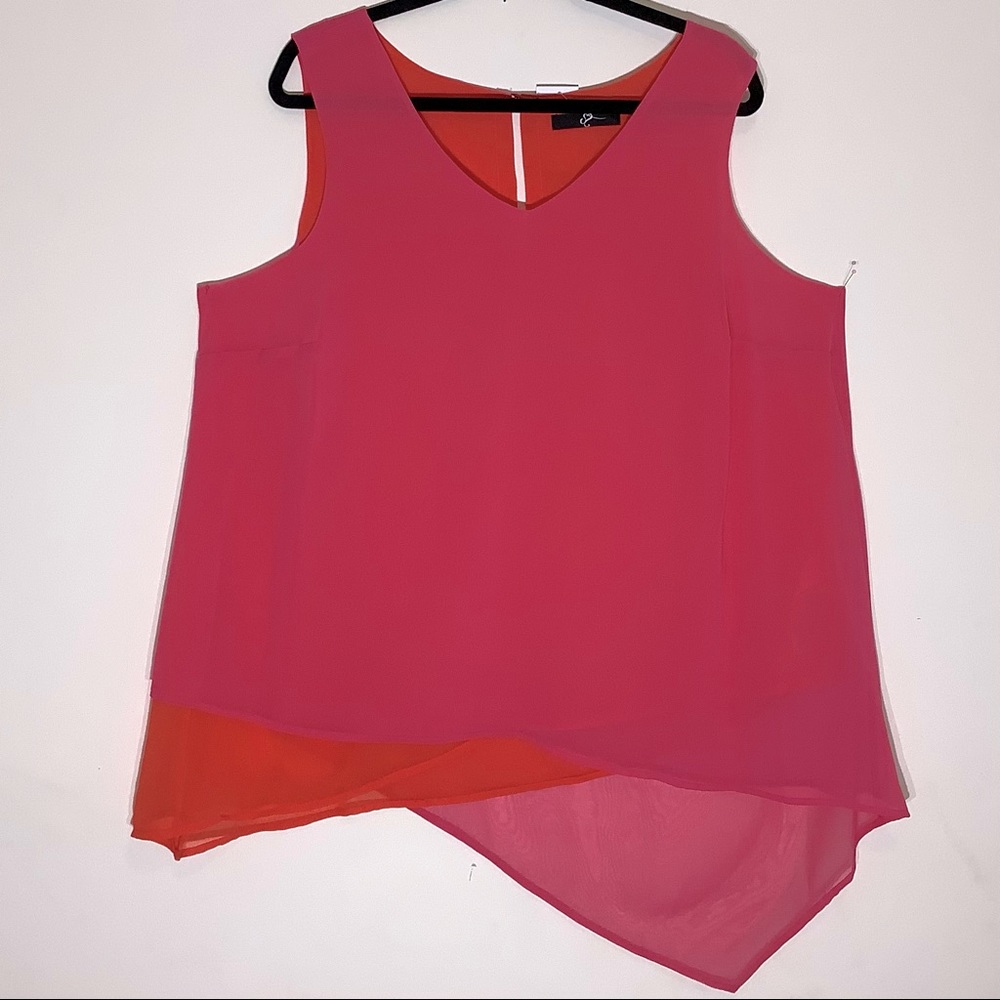 BNWT layered chiffon top, two sheer tone sheer layers, lined, asymmetrical hem